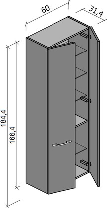 Шкаф-пенал для ванной Verona Solo, 1664x600, подвесной, две дверки, матовая эмаль SL304M