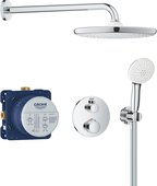 Набор для душа скрытого монтажа Grohe Grohtherm, термостат круглый, верхний душ Tempesta 250, ручной душ 2jet, хром 34872000