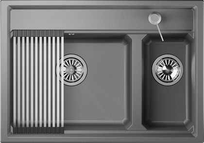 Кухонная мойка Granula Kitchen Space KS-7302, 730x510, накладная, кварц, Алюминиум 7302, АЛЮМИНИУМ