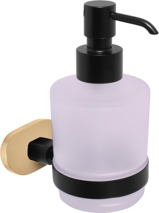 Дозатор для жидкого мыла RAV Slezak Yukon настенный, латунь, стекло, чёрный матовый, золото YUA0303CMATZ