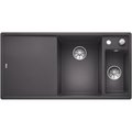 Кухонная мойка Blanco Axia III 6S-F, клапан-автомат, доска из белого стекла, чаша справа, тёмная скала 523490