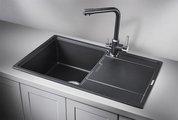 Кухонная мойка Granula 7804, 780x500, накладная, с крылом, кварц, Шварц (чёрный металлик) 7804, ШВАРЦ