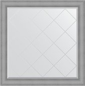 Зеркало Evoform Exclusive-G 1070x1070 с фацетом и гравировкой в багетной раме 88мм, серебряная кольчуга BY 4551