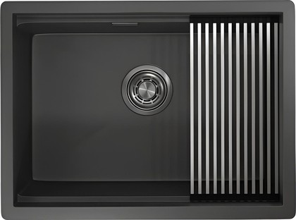 Кухонная мойка Granula Kitchen Space KS-6045U, 600x445, универсальный монтаж, нержавеющая сталь, Чёрный матовый 6045U, ЧЕРНЫЙ МАТОВЫЙ