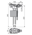 Впускной клапан Alcadrain для пластиковых бачков, боковая подводка, пластиковая резьба 3/8" A150P-3/8"