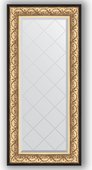 Зеркало Evoform Exclusive-G 600x1300 с гравировкой, в багетной раме 106мм, барокко золото BY 4079