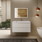Тумба с умывальником AQUAme S3 100, подвесная, белый глянец AQM900310WH+1017001000001