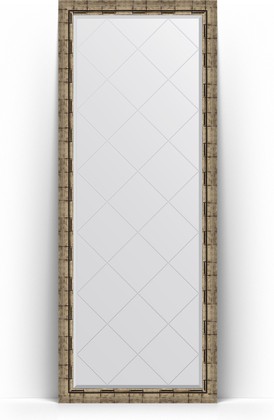 Зеркало Evoform Exclusive-G Floor 780x1980 пристенное напольное, с гравировкой, в багетной раме 73мм, серебряный бамбук BY 6307