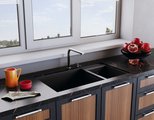 Кухонная мойка Omoikiri Tedori 85-2-U-PL, две чаши, Tetogranit, платина 4993947