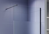 Душевая перегородка Aquatek Walk in с держателем 1200x2000, стекло прозрачное с матовой полосой 8мм, профиль чёрный AQ.WI.120.3BL
