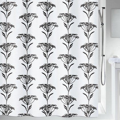 Штора для ванной Spirella Naturesign, 180x200см, текстиль, бело-чёрный 1020159