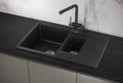 Кухонная мойка Granula Estetica ES-7808, 780x500, двойная, кварц, Шварц (чёрный металлик) 7808, ШВАРЦ