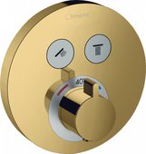 Термостат для душа Hansgrohe ShowerSelect S, 2 потребителя, СМ, полированное золото 15743990