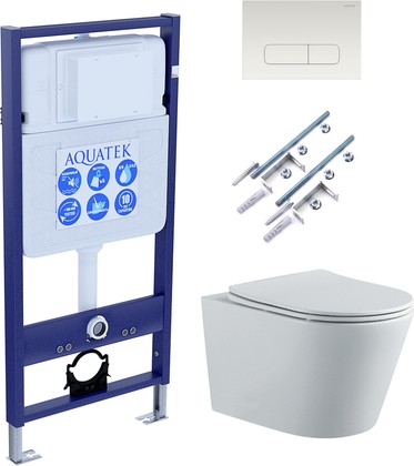Унитаз с инсталляцией Aquatek Вега, крепёж 01, сиденье soft-close, клавиша белая SET AQUATEK ВЕГА-1905-013 KK-1