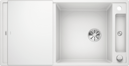 Кухонная мойка Blanco Axia III XL 6S, клапан-автомат, доска из белого стекла, белый 523514