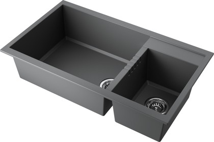 Кухонная мойка Omoikiri Tedori 86-2-LB-PL, две чаши, Tetogranit, платина 4993939