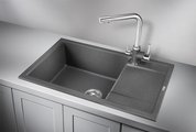 Кухонная мойка Granula 7805, 780x500, накладная, с крылом, кварц, Графит 7805, ГРАФИТ