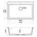 Кухонная мойка Omoikiri Omishima 76 DG Matt Natceramic, врезной монтаж, dust grey матовый 4997552