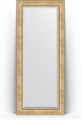 Зеркало Evoform Exclusive Floor 870x2070 пристенное напольное, с фацетом, в багетной раме 120мм, состаренное серебро с орнаментом BY 6138