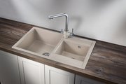 Кухонная мойка Granula 8201, 820x500, накладная, двойная, кварц,Пирит 8201, ПИРИТ