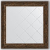 Зеркало Evoform Exclusive-G 1120x1120 с гравировкой, в багетной раме 120мм, состаренное дерево с орнаментом BY 4473