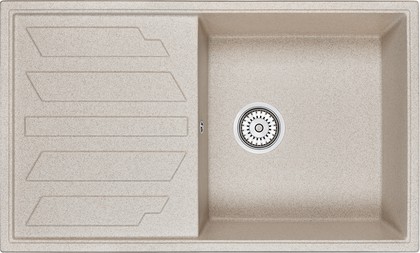 Кухонная мойка Granula 8601, 860x500, накладная, с крылом, кварц, Пирит 8601, ПИРИТ