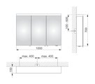 Зеркальный шкаф Keuco Royal Reflex, 100x70см, с подсветкой, 3 дверцы, алюминий серебристый 24204 171301