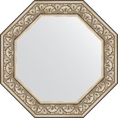 Зеркало Evoform Octagon 750x750 в багетной раме 106мм, барокко серебро BY 7383
