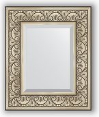Зеркало Evoform Exclusive 500x600 с фацетом, в багетной раме 106мм, барокко серебро BY 3372