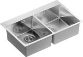 Кухонная мойка Florentina Логика-НМ 800x510, две чаши, матовая нержавеющая сталь LHM.800.510.B.20.S.10