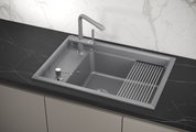 Кухонная мойка Granula Kitchen Space KS-7305, 730x510, накладная, кварц, Алюминиум 7305, АЛЮМИНИУМ