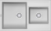 Кухонная мойка Granula 8201, 820x500, накладная, двойная, кварц, Арктик 8201, АРКТИК