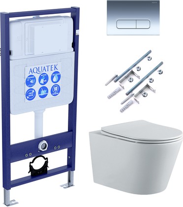 Унитаз с инсталляцией Aquatek Вега, крепёж 01, сиденье soft-close, клавиша хром SET AQUATEK ВЕГА-1905-016 KK-1