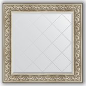 Зеркало Evoform Exclusive-G 900x900 с гравировкой, в багетной раме 106мм, барокко серебро BY 4338