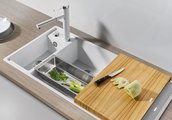Кухонная мойка Blanco Axia III 6S, клапан-автомат, разделочный столик из ясеня, чаша слева, жасмин 524648