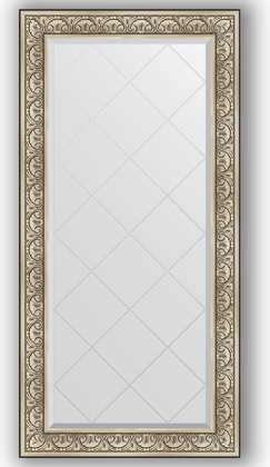 Зеркало Evoform Exclusive-G 800x1620 с гравировкой, в багетной раме 106мм, барокко серебро BY 4295