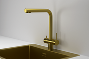 Смеситель кухонный Granula Kitchen Space KS-7011, с подключением к фильтру для питьевой воды, Золото сатин 7011, ЗОЛОТО САТИН