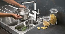 Смеситель кухонный 2 в 1: водопроводная и кипящая фильтрованная вода из одного излива, хром Blanco HOT 519064