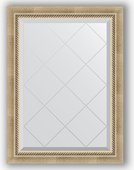 Зеркало Evoform Exclusive-G 630x860 с фацетом и гравировкой, в багетной раме 70мм, состаренное серебро с плетением BY 4089