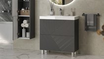Тумба с раковиной Velvex Edge 800-0-2 (9696) напольная, графит tn.EDG.9696.80.2Y графит + 9696-80