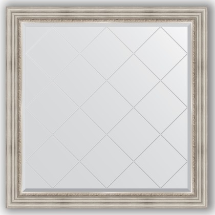 Зеркало Evoform Exclusive-G 1060x1060 с гравировкой, в багетной раме 88мм, римское серебро BY 4448