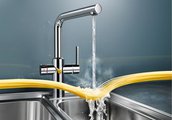Смеситель кухонный 2 в 1: водопроводная и кипящая фильтрованная вода из одного излива, хром Blanco HOT 519064
