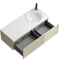 Тумба с умывальником Aqwella Боско Casso 1200 R/L, с двумя ящиками, фасад волна+рамка, морская дюна BOS0112MD+BOS07VOL67MD+BOS07RAM52MD+CAS.12.04.R/L