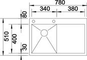BLANCO ZEROX 4 S-IF/А Схема с размерами вид сверху