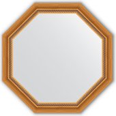 Зеркало Evoform Octagon 732x732 в багетной раме 70мм, состаренное золото с плетением BY 3753