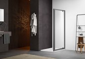Душевая дверь Aquatek 900, распашная, прозрачное стекло, профиль оружейная сталь AQ ARI PI 09020GM