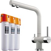 Комплект смеситель для кухни Omoikiri Nagano-EV кран фильтрованной воды, водоочиститель Pure drop Lite, эверест 4065.8028