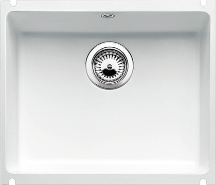 Кухонная мойка без крыла, с клапаном-автоматом, керамика, белый матовый Blanco Subline 500-U PuraPlus 514509
