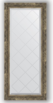 Зеркало Evoform Exclusive-G 530x1230 с фацетом и гравировкой, в багетной раме 70мм, старое дерево с плетением BY 4049