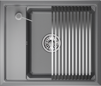 Кухонная мойка Granula Kitchen Space KS-6004, 600x510, накладная, кварц, Алюминиум 6004, АЛЮМИНИУМ